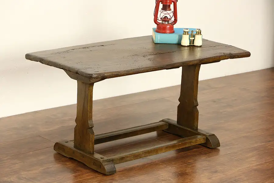 Main image of Oak Hand Hewn Primitive Coffee Table from 1700's Antique Table
