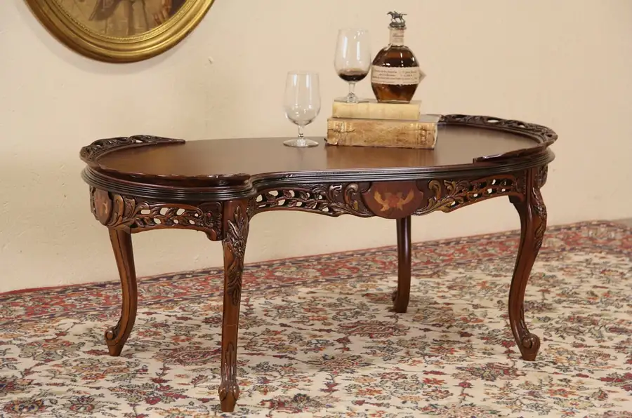 Main image of French Style S Shape 1940's Vintage Coffee or Cocktail Table