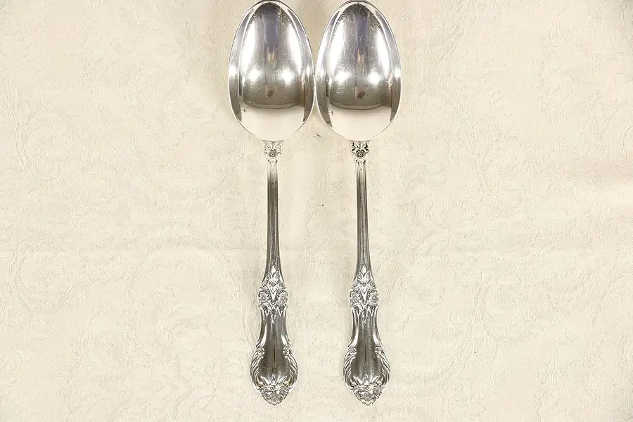 Main image of Wild Rose Pair of Sterling Silver Serving Spoons, Signed International #1