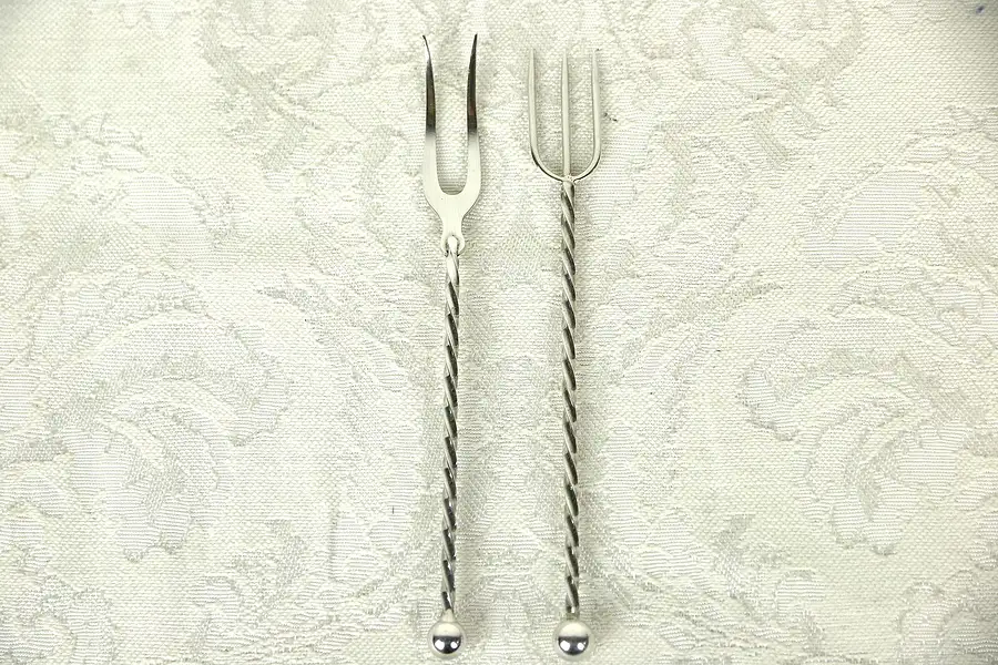 Main image of Two Italian Silver 4" Cocktail or Olive Picks