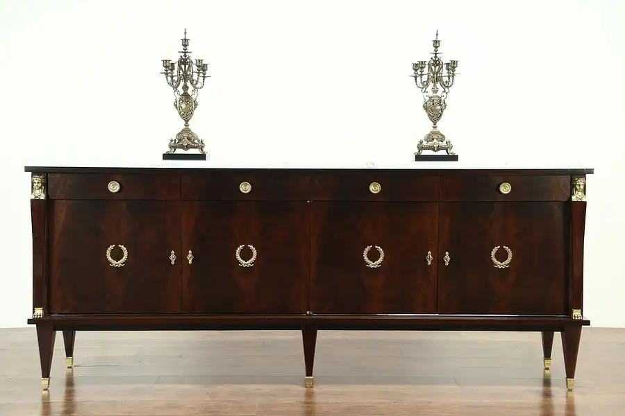 Main image of Classical Art Deco Vintage Marble Top Sideboard, Server, Credenza, Italy