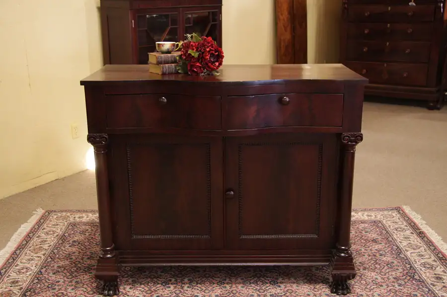 Main image of Empire Mahogany 1830 Sideboard, Paw Feet, Columns
