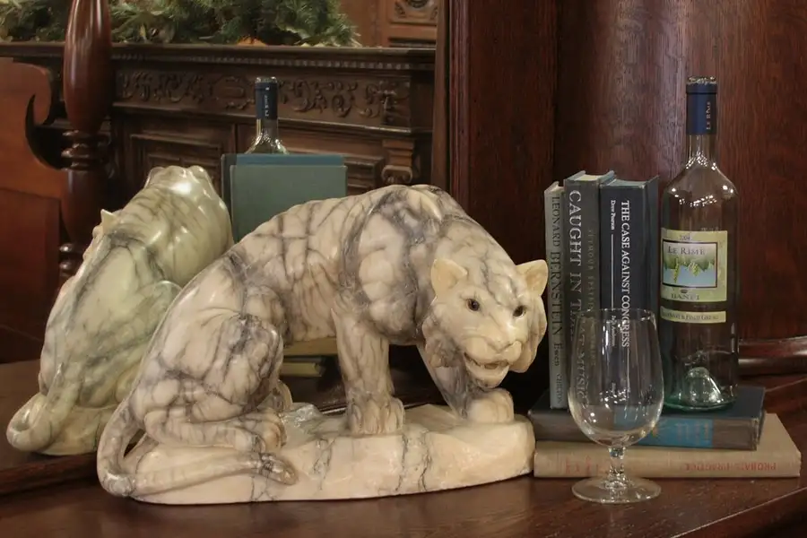 Main image of Marble Alabaster Statue: Tiger Sculpture