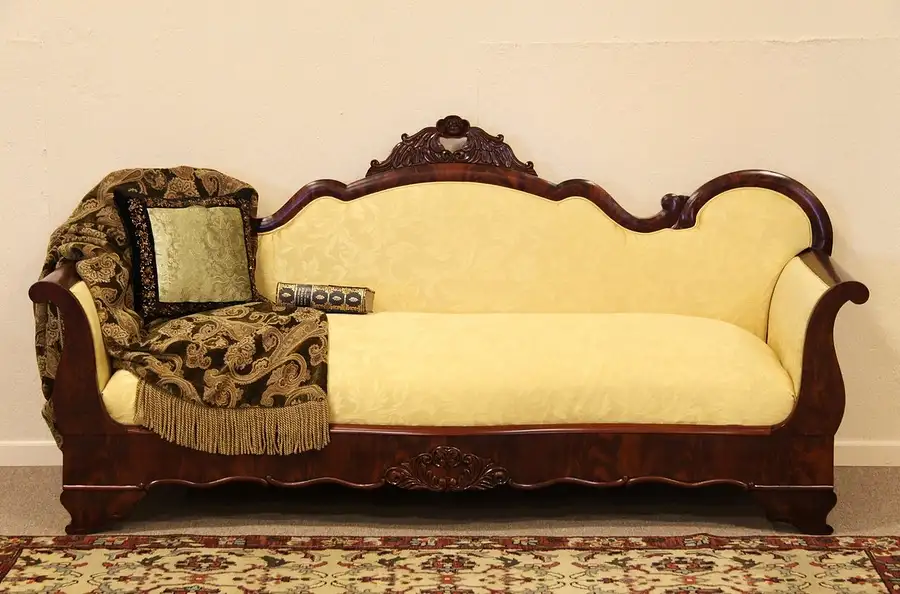 Main image of Empire Victorian Antique 1840's Mahogany Sofa