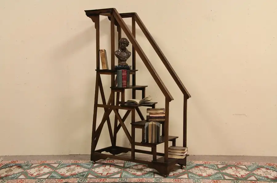Main image of Oak Antique 1880 Library Steps or Stairs