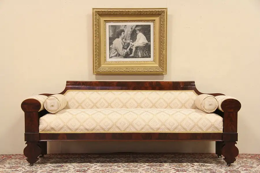 Main image of American Empire 1820 Antique Flame Mahogany Sofa