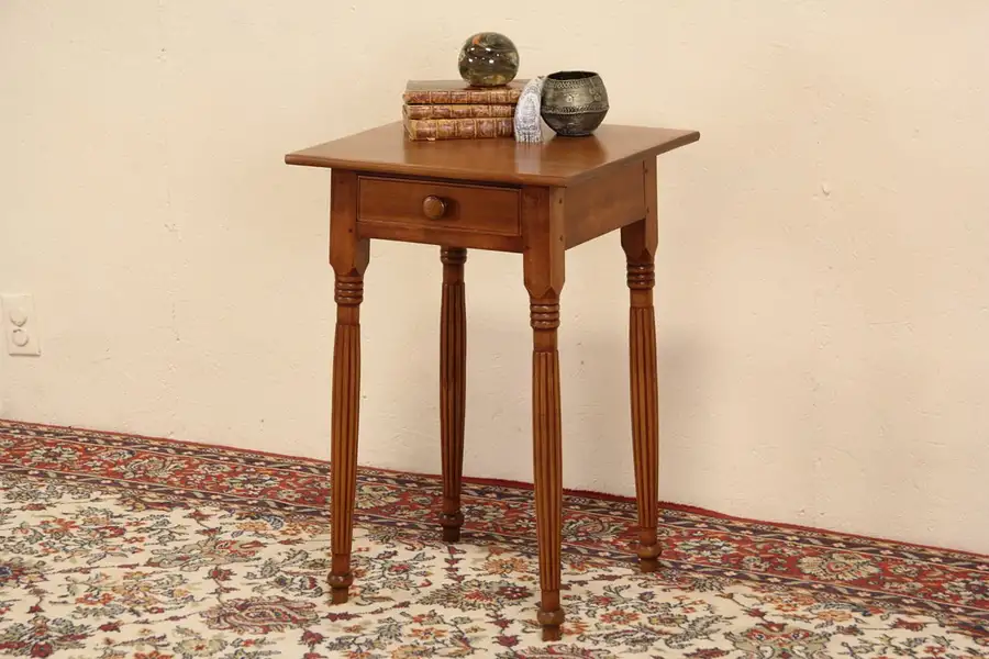 Main image of Nightstand or Bedside Table, Antique 1850 End Table