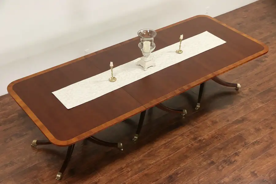 Main image of Kittinger Signed Banded 3 Pedestal Dining or Conference Table, 9' 9"