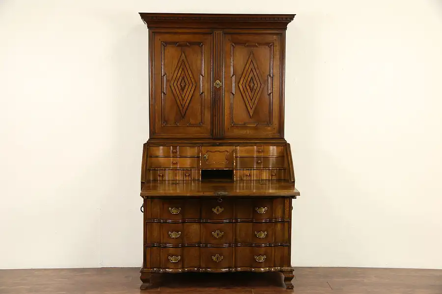 Main image of Oak Carved 1790's Antique Secretary Desk & Bookcase, Denmark