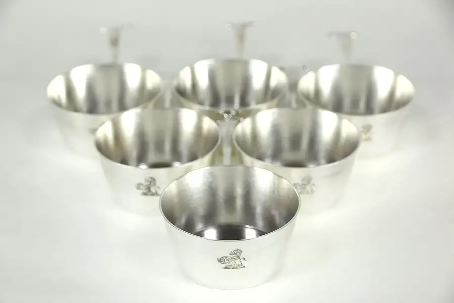 Main image of Set of 6 English Silverplate Individual Butter or Saucier Serving Cups