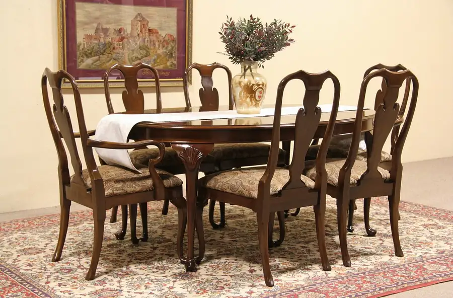 Main image of Councill Georgian Vintage Mahogany Dining Set, Banded Dining Table, 8 Chairs