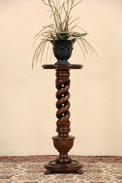 Main image of Pedestal or Plant Stand, 1900 Antique Spiral Column