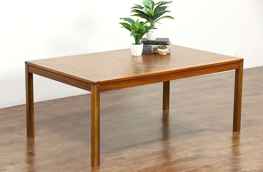 Main image of Midcentury Danish Modern Copper Top 1960's Vintage Teak Coffee Table