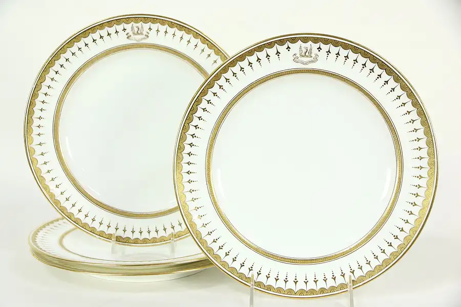 Main image of Set Of Four Minton Gold Rim 10 1/4" Plate, She Flies with her Own Wings Motto