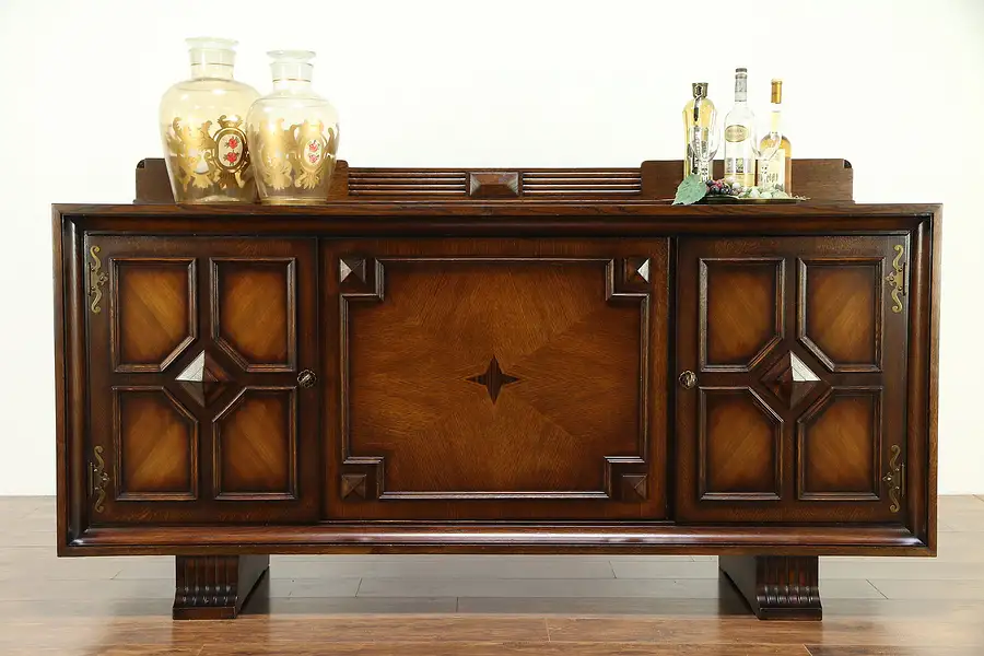 Main image of Art Deco Vintage Scandinavian Sideboard TV Console Oak & Ebony