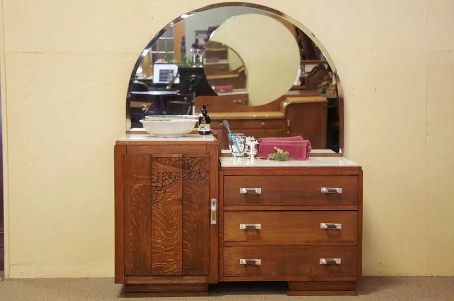 Main image of Art Deco Marble Top Bar, Great for a Vessel Sink