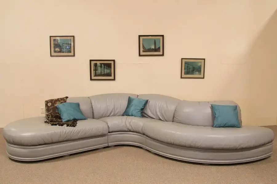 Main image of Italian S Shaped 3 Sectional Leather Sofa
