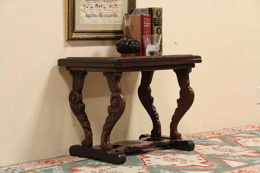 Main image of Carved Coffee Table, Flip Serving Top