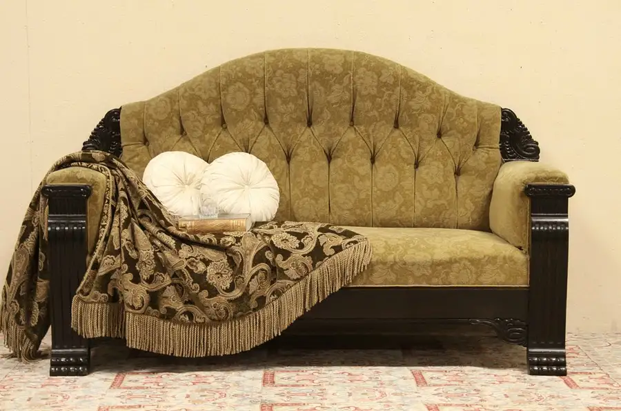 Main image of Carved Oak 1900 Antique Sofa or Hall Settee