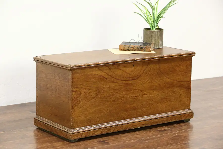 Main image of Trunk, Blanket Chest or Coffee Table, Grain Painted Pine 1850's Antique