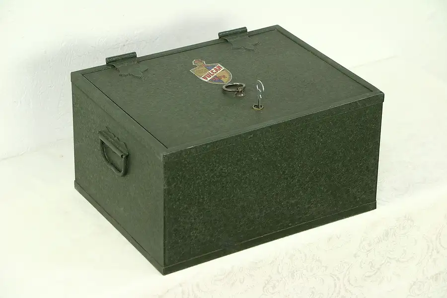 Main image of Vulcan Fire Resistant Safe or Strongbox, 1930's Vintage, all Original