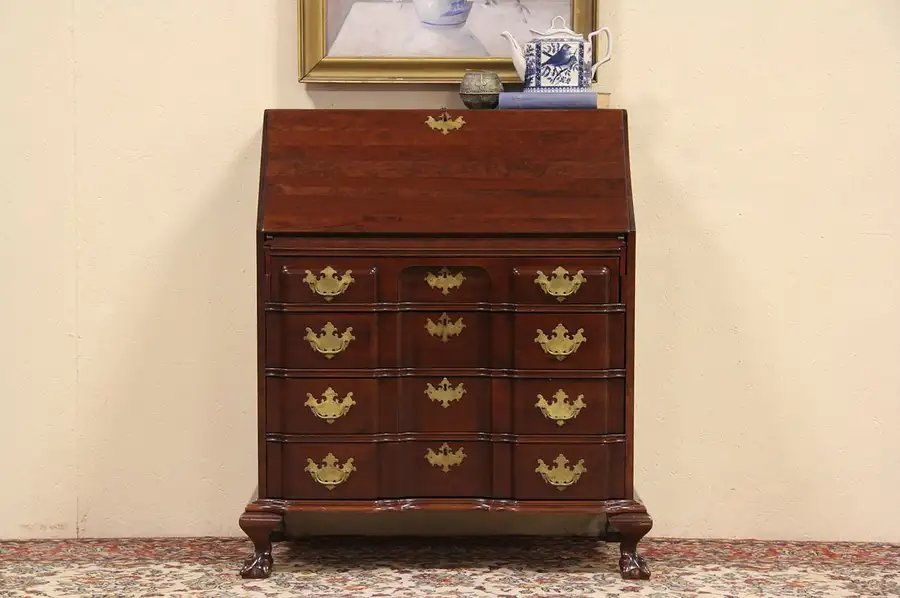 Main image of Monitor Cherry Georgian Block Front 1930's Secretary Desk