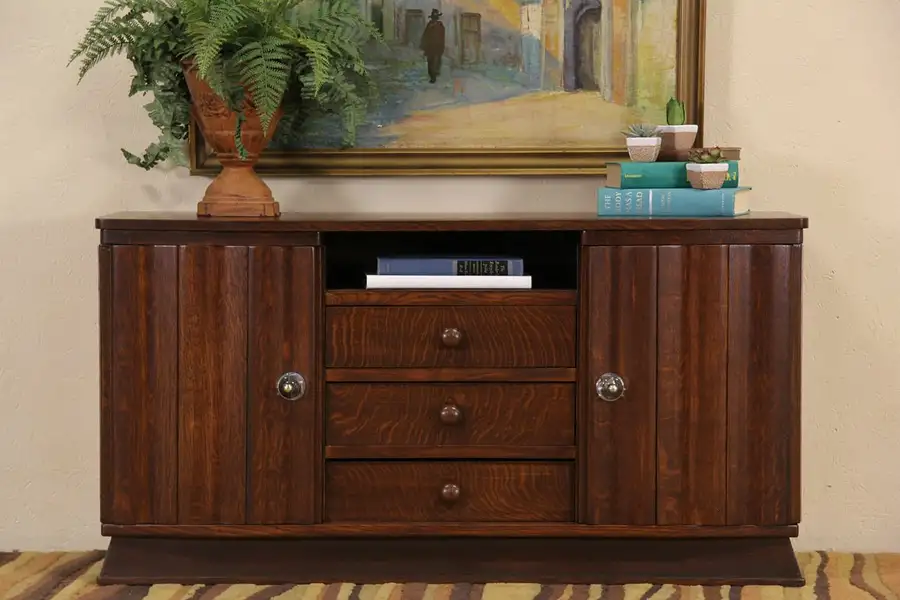 Main image of Art Deco 1930's Oak Scandinavian Credenza or TV Console