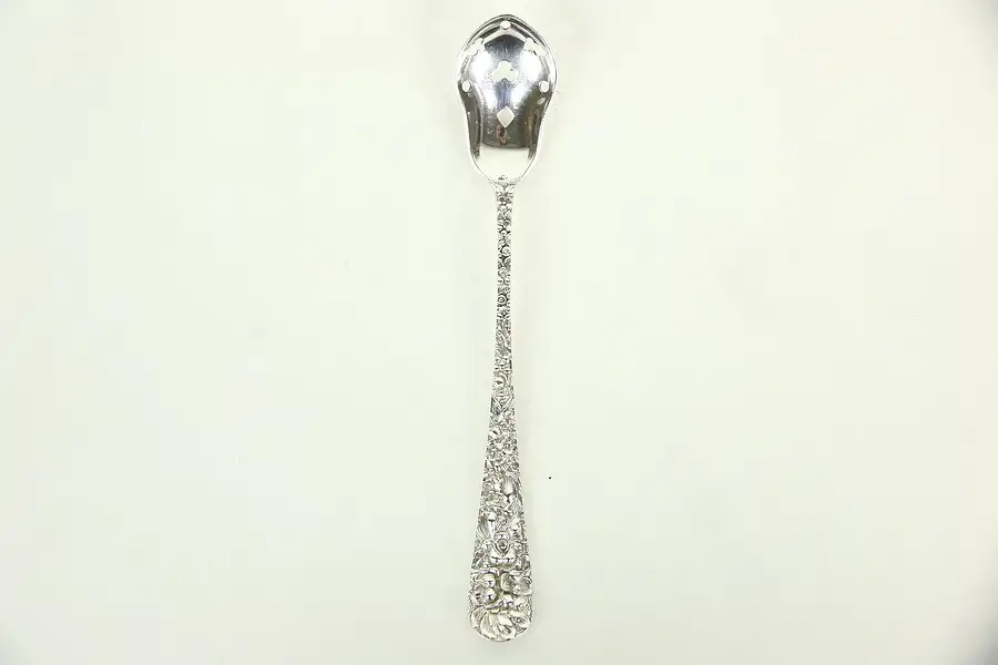Main image of Pierced Olive Spoon, Repousse Sterling Silver by Kirk Stieff