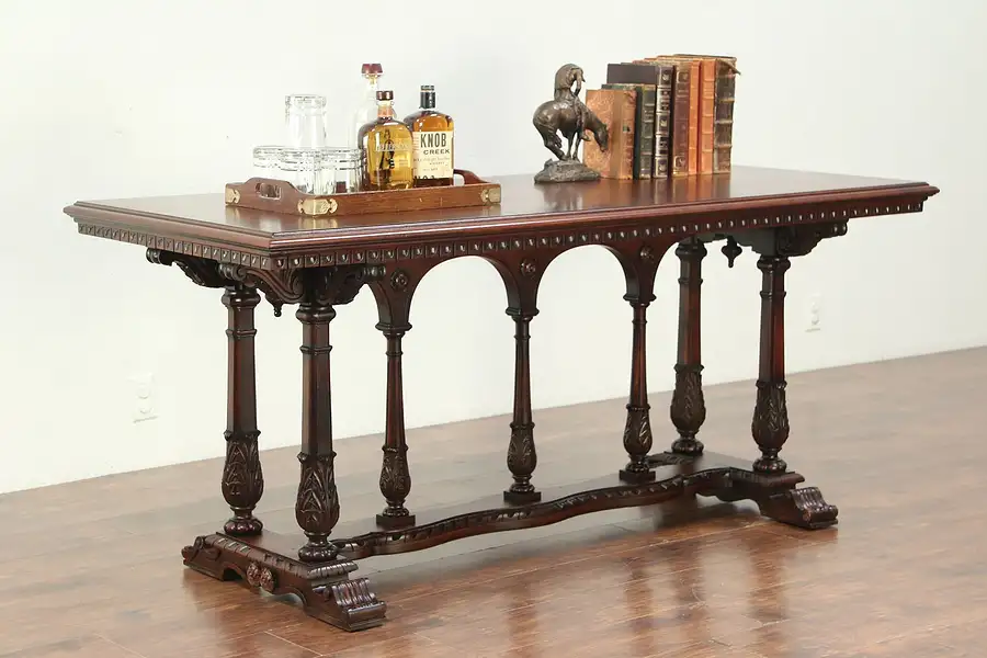 Main image of Renaissance Carved Antique Hall Console, Library or Sofa Table