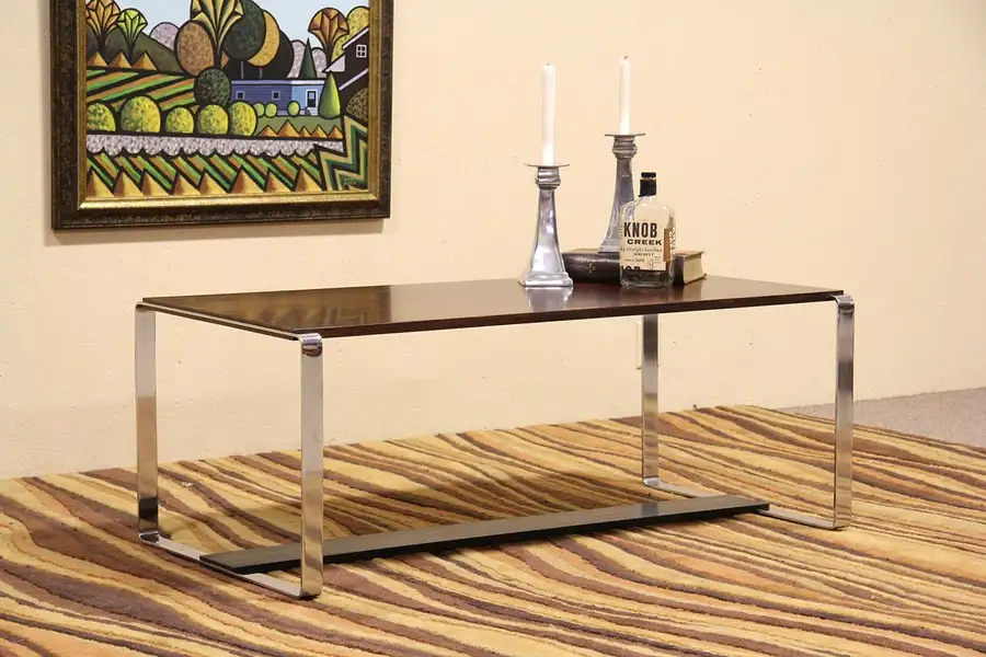 Main image of Rosewood & Chrome Midcentury Danish Modern Cocktail or Coffee Table