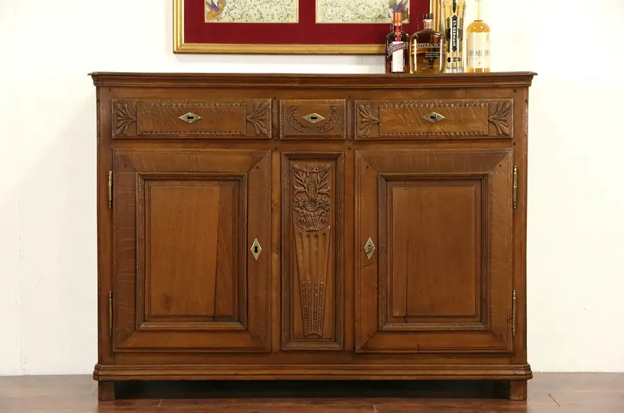 Main image of Country French 1820's Antique Oak Server, Sideboard or Buffet