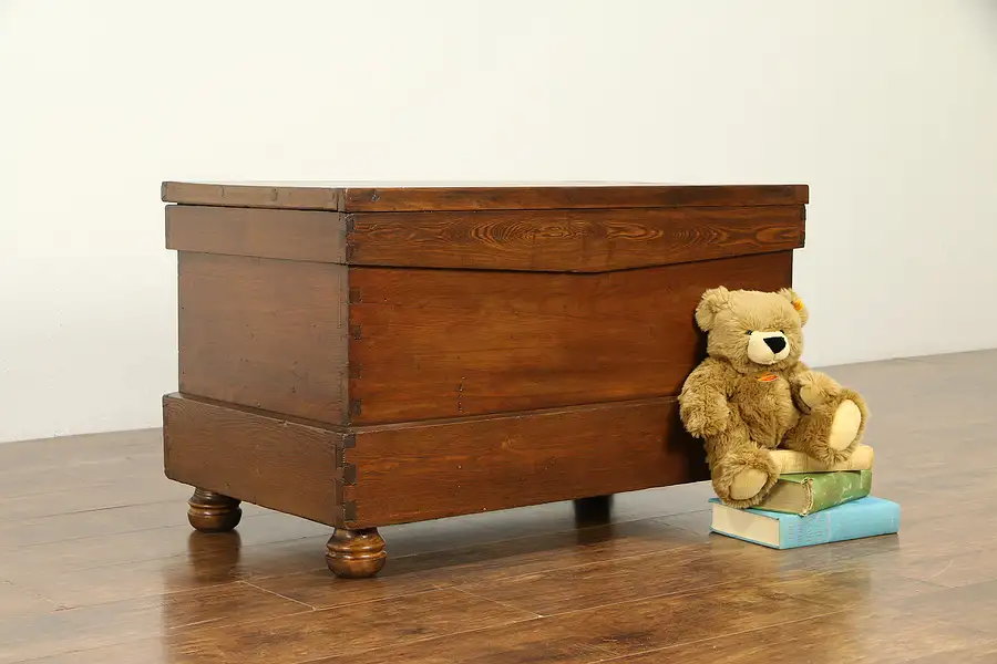 Main image of Primitive Country Pine Antique Blanket Chest, Trunk, Bench, Coffee Table
