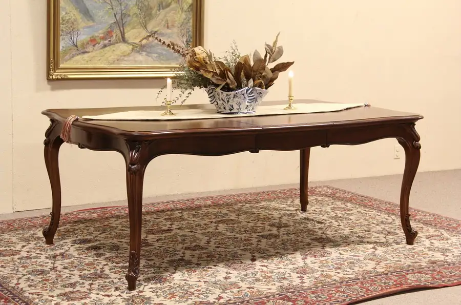 Main image of Country French Carved 1900 Antique Dining Table, 1 Leaf