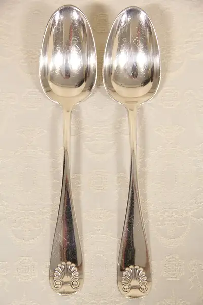 Main image of Pair Shreve Crump & Low Sterling Silver Antique Serving Spoons