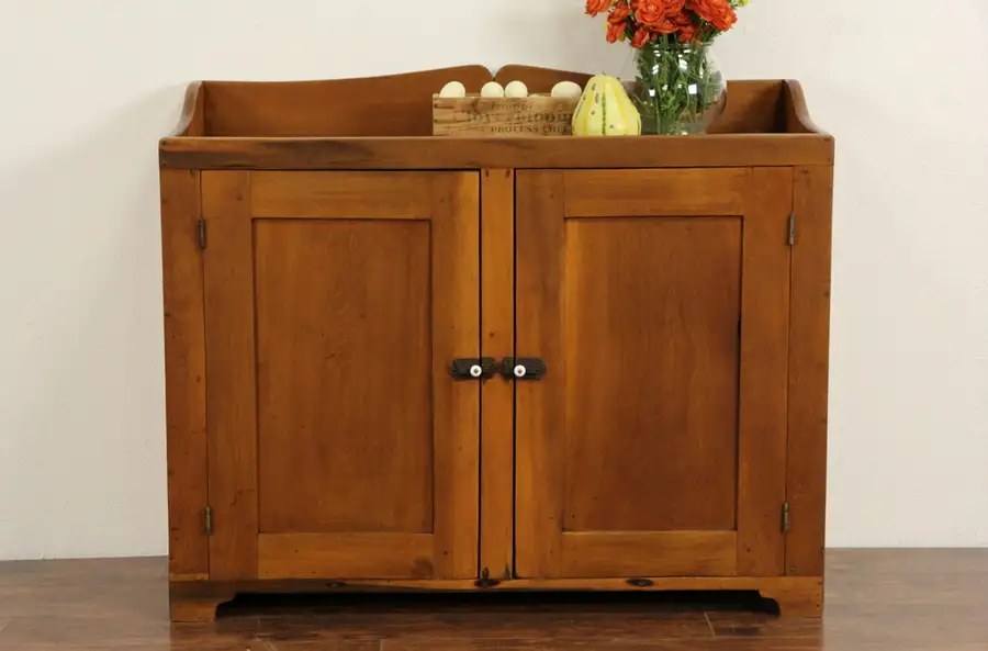 Main image of Country Primitive 1870 Antique Farmhouse Dry Sink, Copper Lining