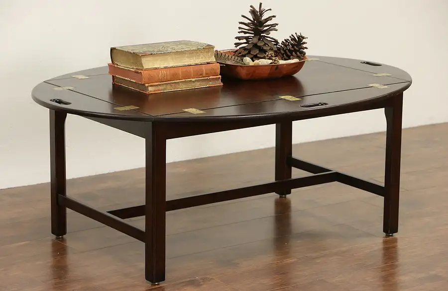 Main image of English Style Vintage Mahogany Butler Coffee Table with Tray