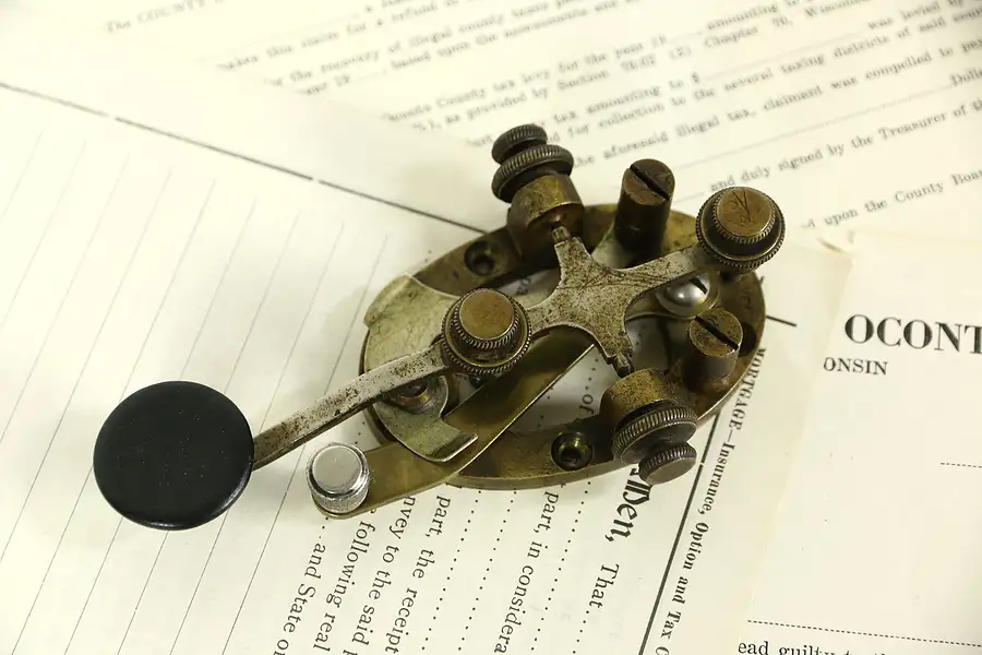 Main image of Telegraph Sending Key, Brass 1900 Antique Signed AT&T