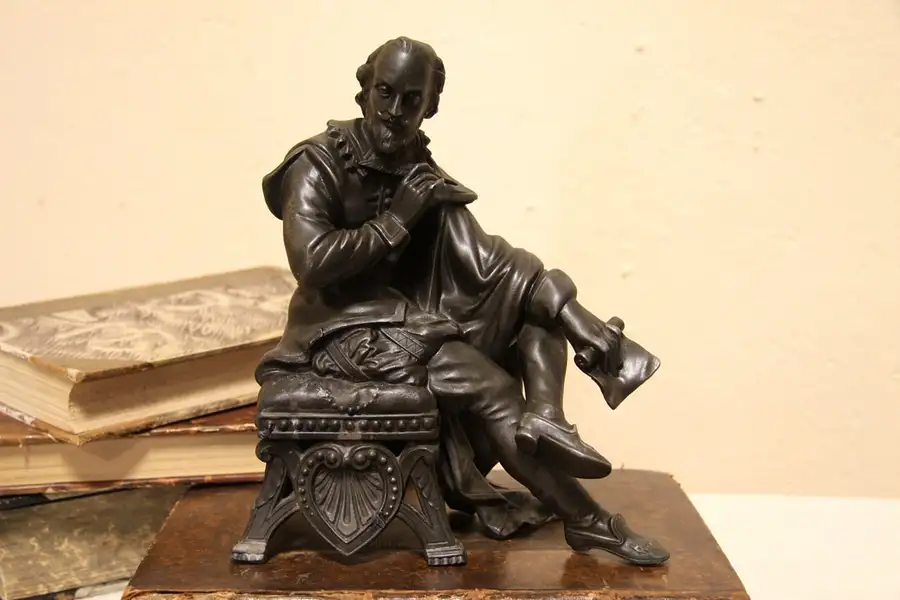 Main image of Statue or Sculpture of Shakespeare Seated, Pewter