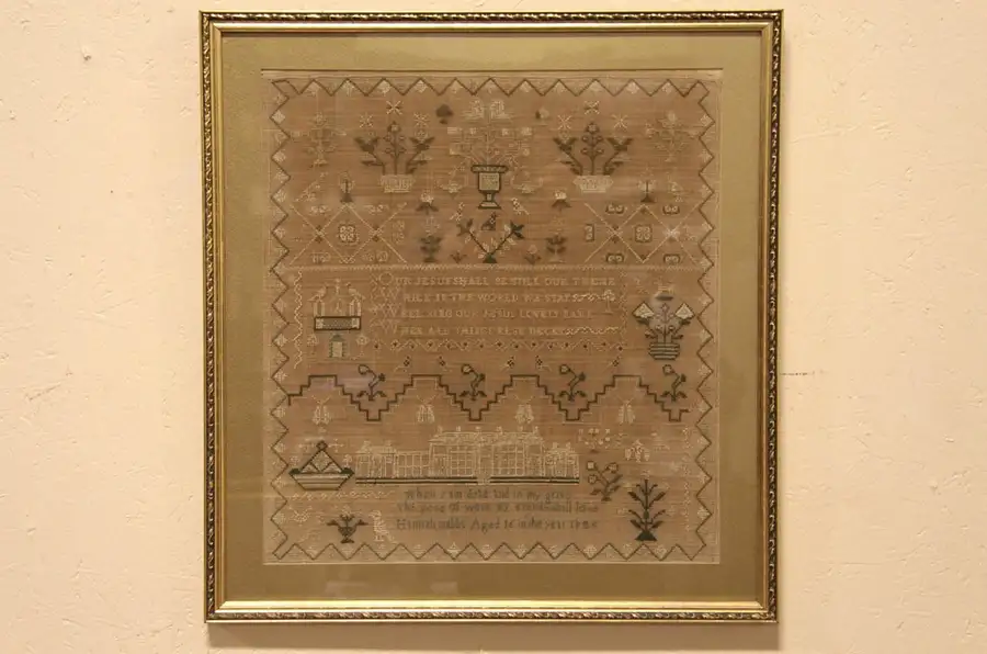 Main image of Needlework Cross Stitch 1826 Signed Antique Sampler