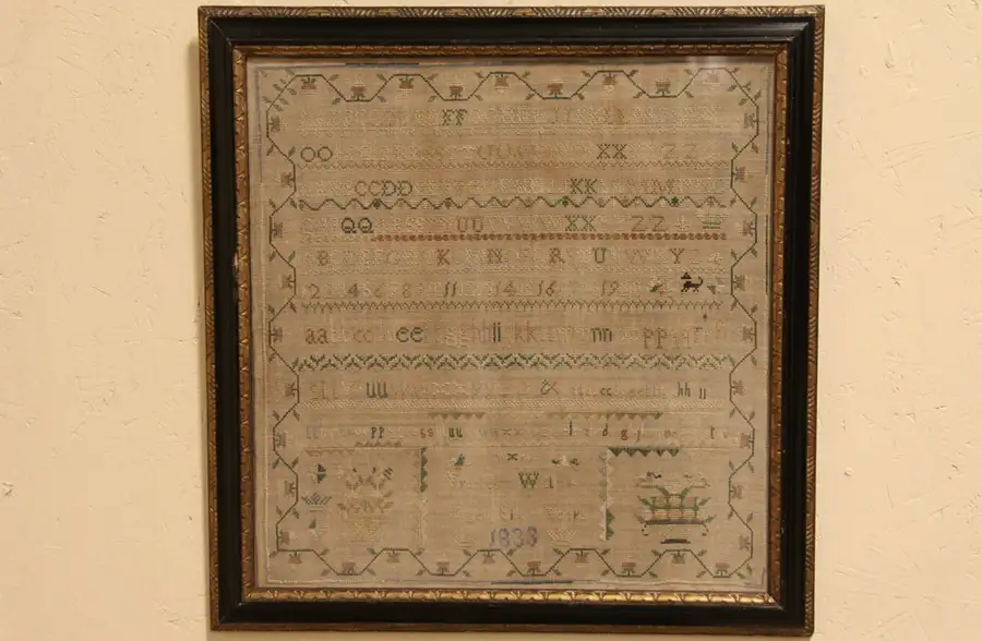 Main image of Birds & Flowers Needlework Sampler, Signed Age 6, 1833