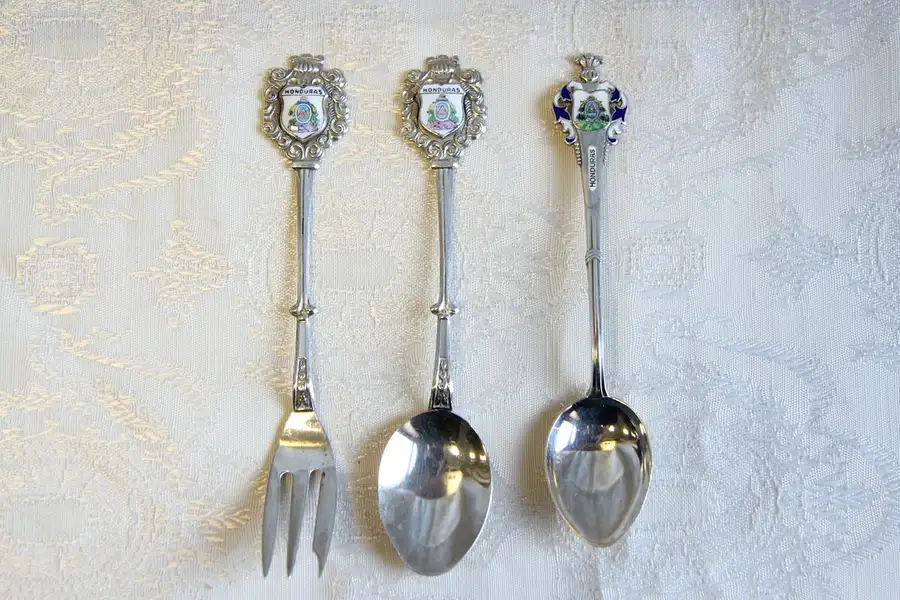 Main image of Set of Three Vintage Silver Souvenir Spoons, Honduras
