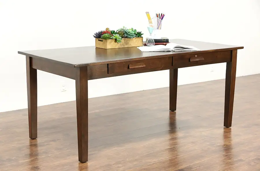 Main image of Library or Conference Table, 1940 Vintage Writing Desk, 2 Drawers