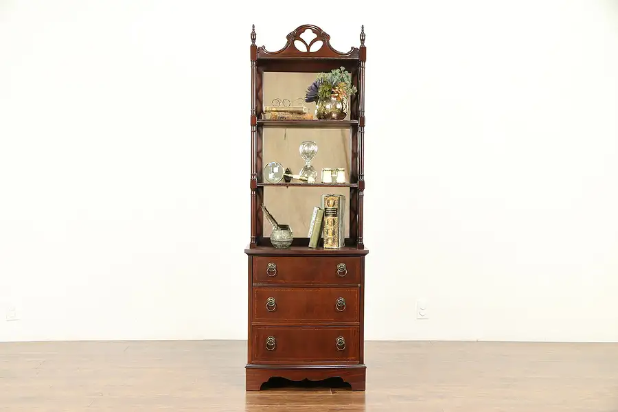 Main image of Traditional Mahogany Vintage Etagere, Book Shelf, or Bath Towel Cabinet