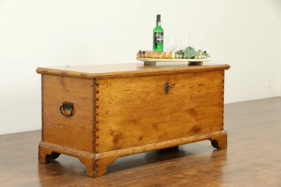 Main image of Country Pine Antique 1825 Blanket Chest, Trunk or Coffee Table, Ohio