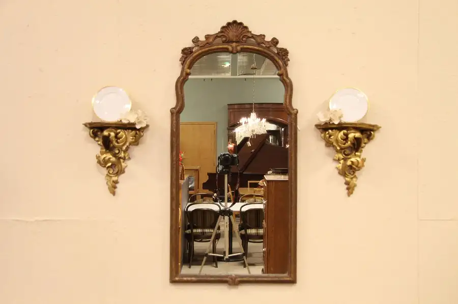 Main image of Pair of Carved Italian Gold Wall Shelves