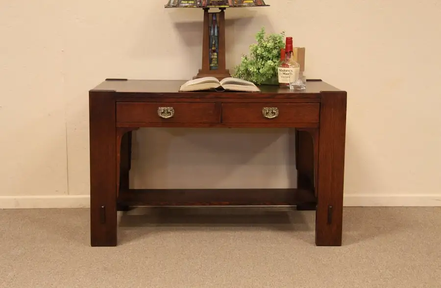 Main image of Charles Stickley Oak Craftsman Library Table Desk