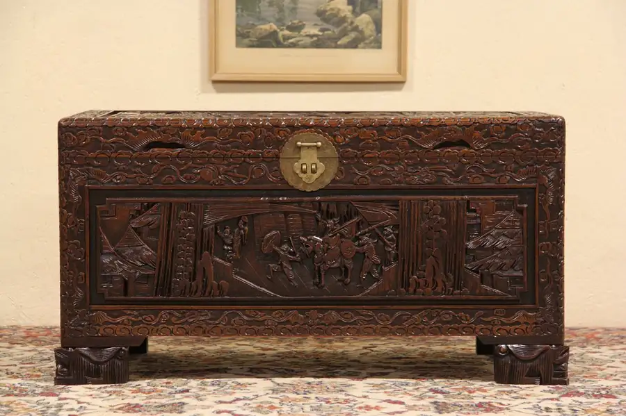 Main image of Carved Chinese Camphor Trunk or Coffee Table