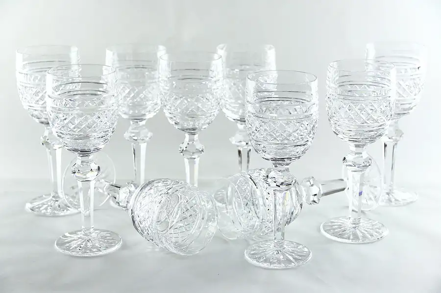 Main image of Waterford Castleton Signed Set of 10 Cut Crystal Claret Wine Goblets