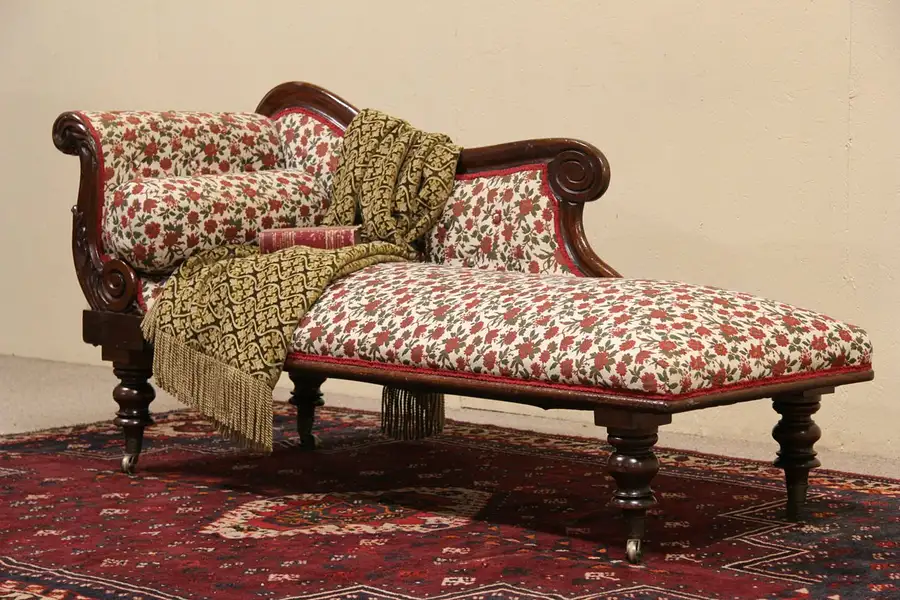 Main image of Empire 1825 Antique Fainting Couch, Chaise or Recamier