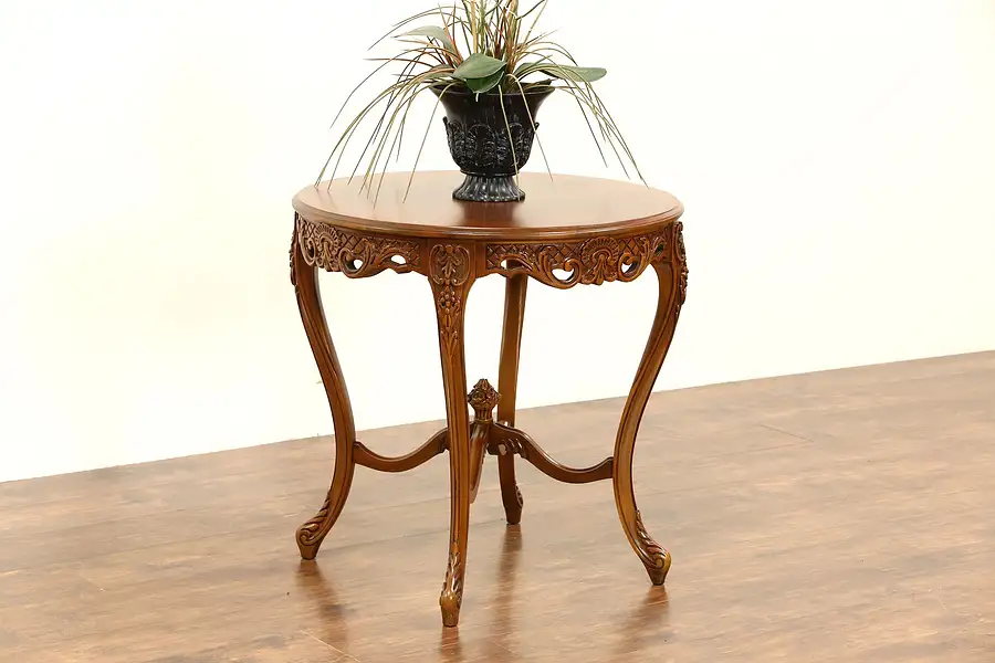 Main image of French Style 1940's Vintage Marquetry Lamp or Center Table